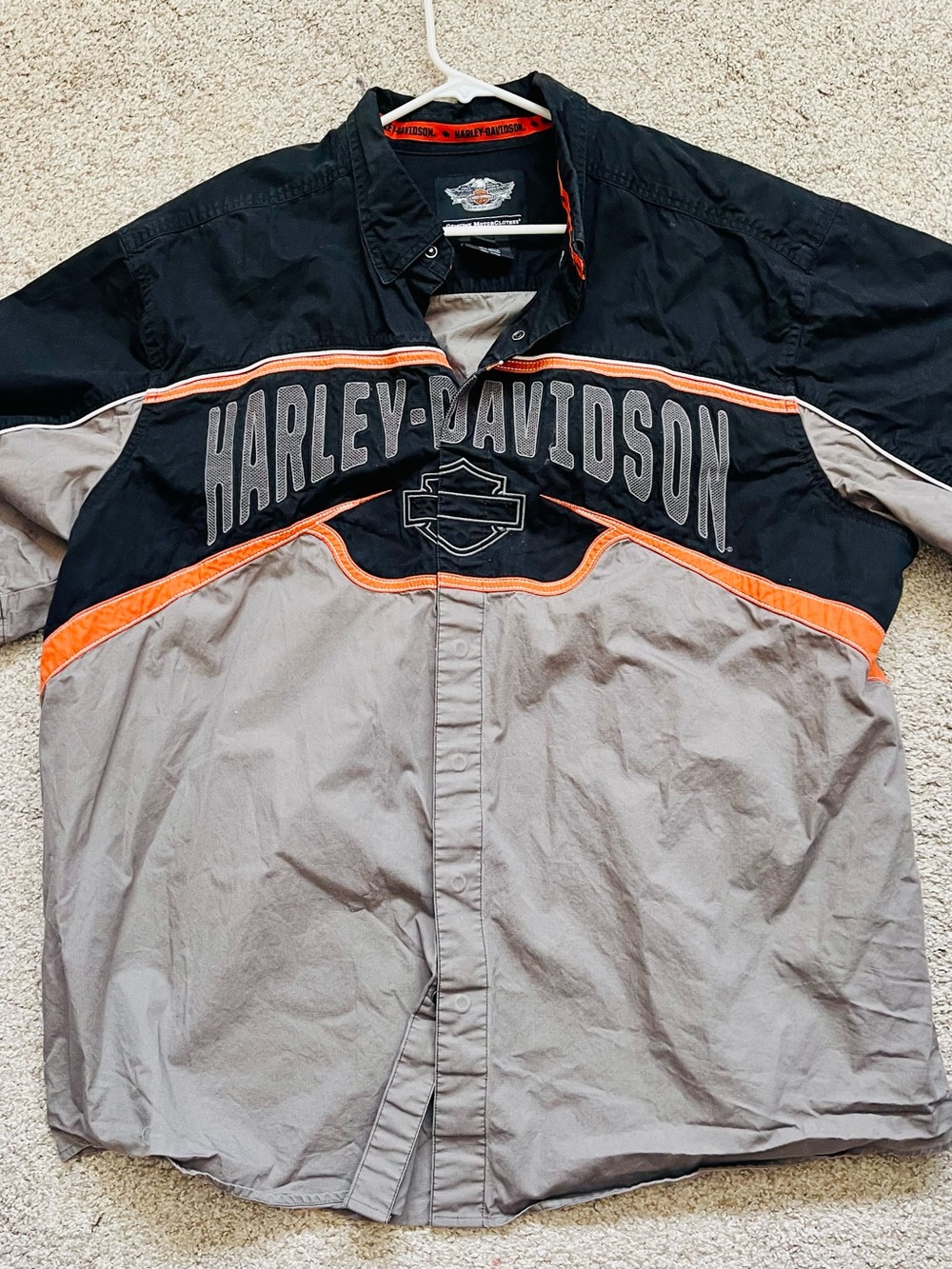 Harley-Davidson Black, Gray & Orange Button-Up Riding Jacket